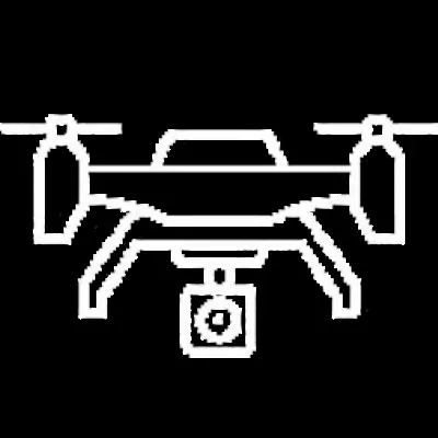Ilustración técnica de un cuadricóptero profesional utilizado para realizar publicidad y un show de drones dinámico